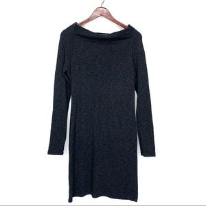 Standard James Perse Long Sleeve Knit Stretchable Dress Dark Gray/Charcoal Black